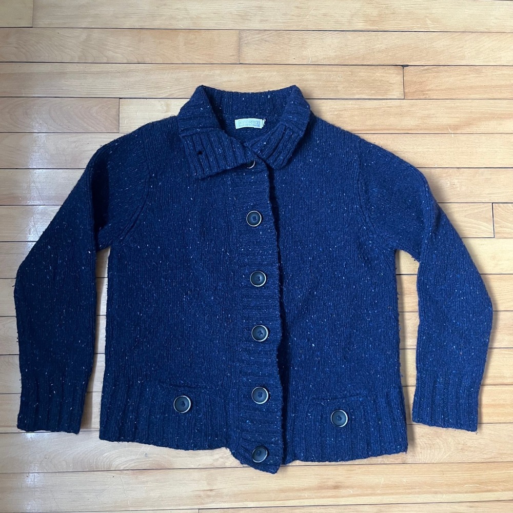 Fisherman Out of Ireland Navy Donegal Wool Cardigan Sweater Made in Ireland